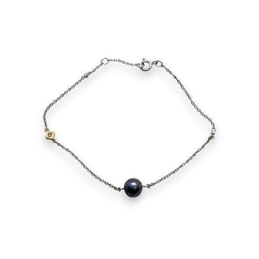 18k Gray Pearl and Diamond Bracelet
