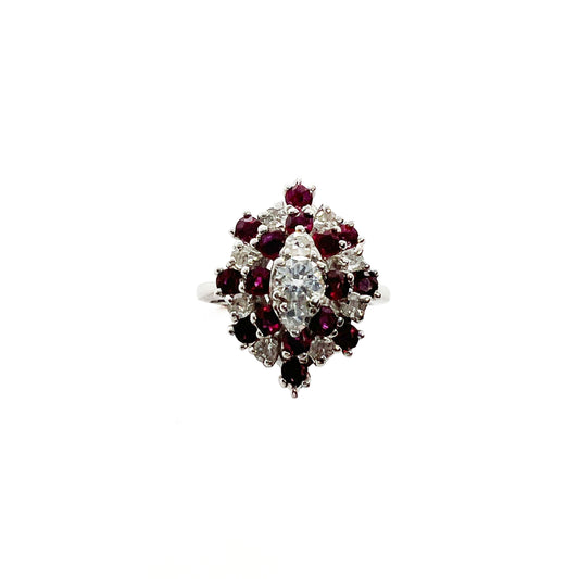 14kw Ruby and Diamond Cluster Ring