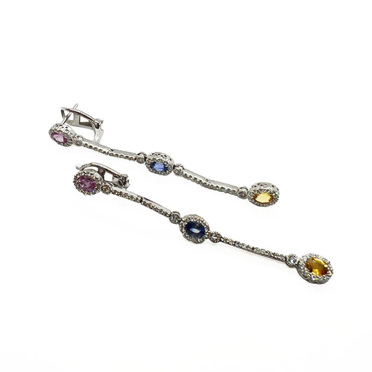 18kw Diamond and Gemstones Earrings