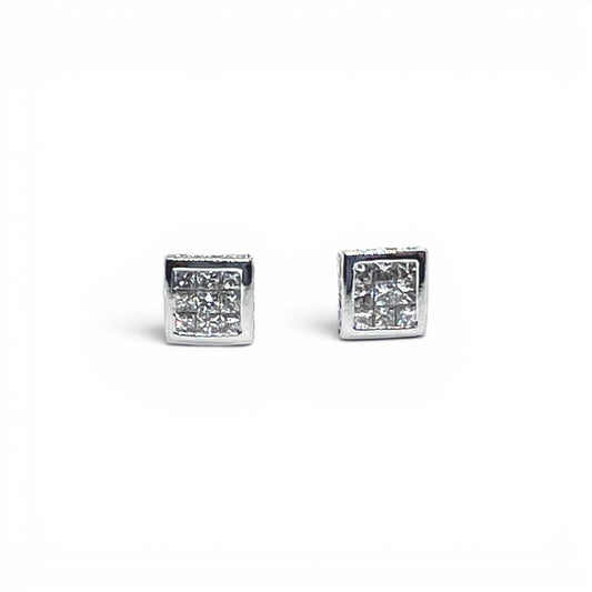 18kw Square Diamonds Stud Earrings