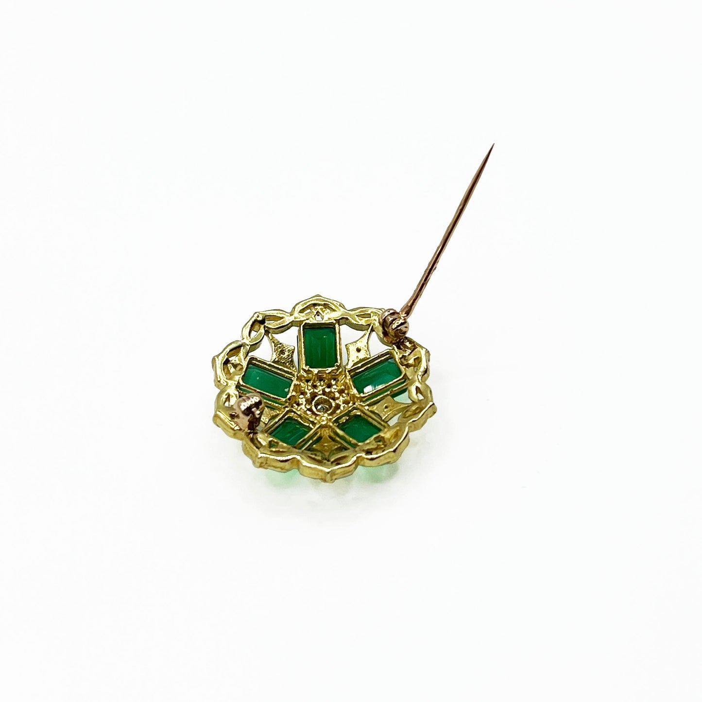 18k Chrysoprase and Diamonds Brooch