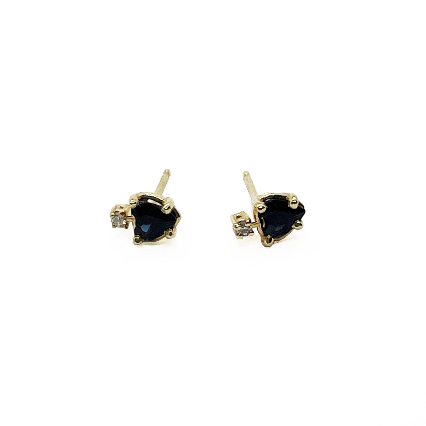 14k Heart Blue Sapphire Earrings