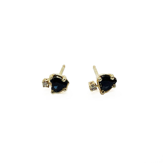14k Heart Blue Sapphire Earrings