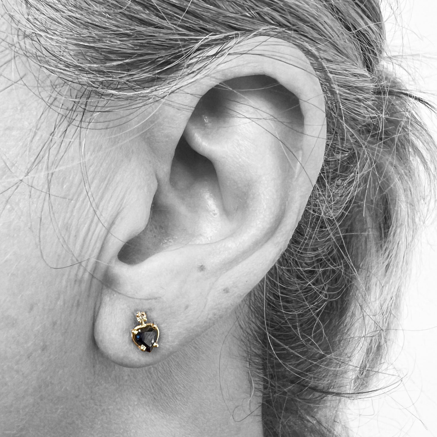 14k Heart Blue Sapphire Earrings