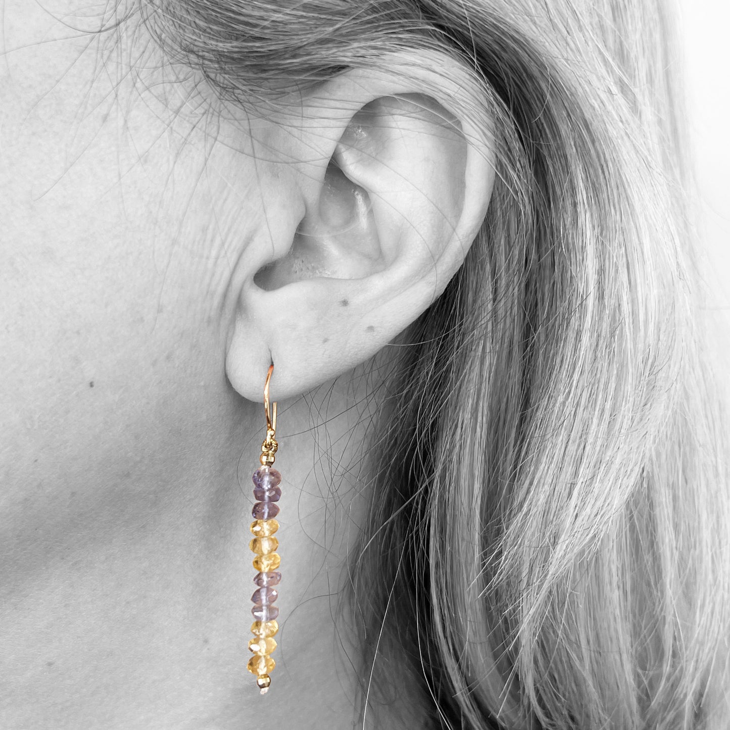 14ky Citrine and Iolite Earrings