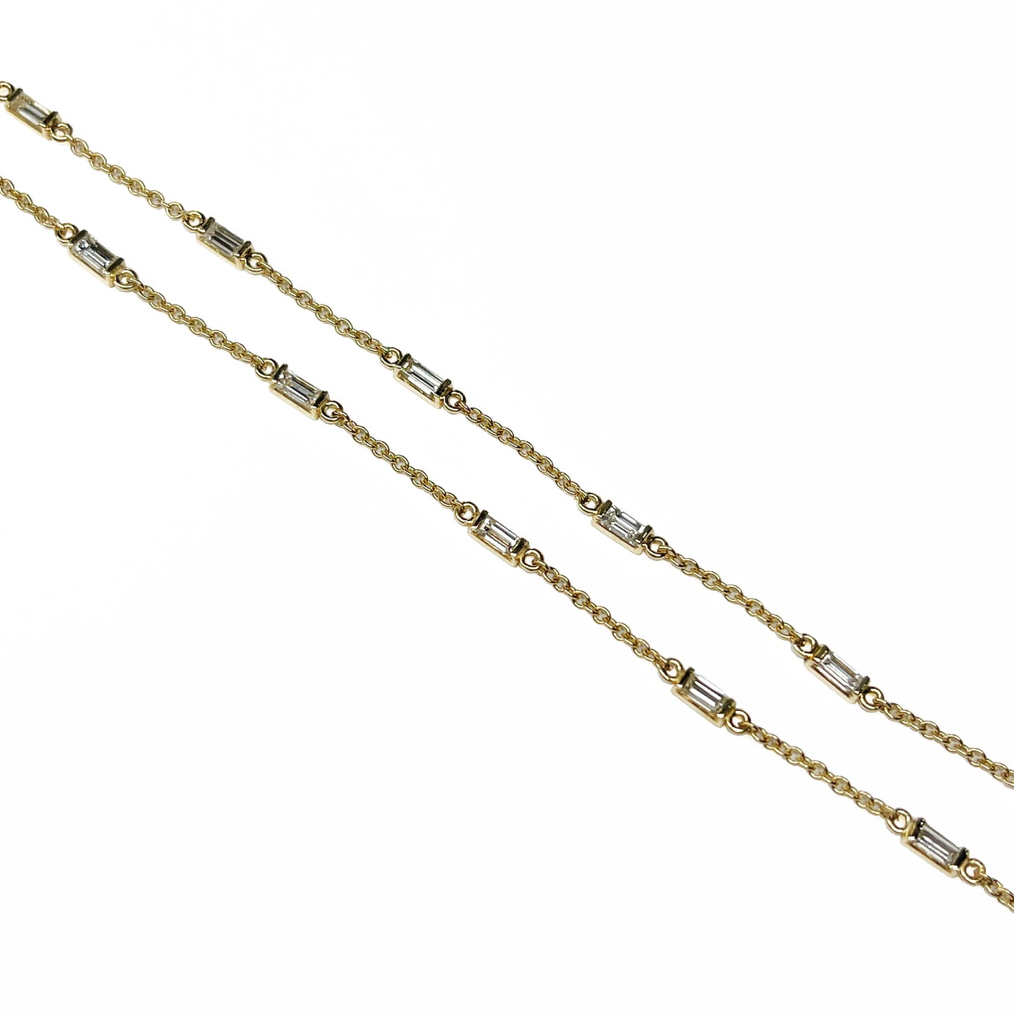 14ky Baguette Diamonds By the Yard Necklace