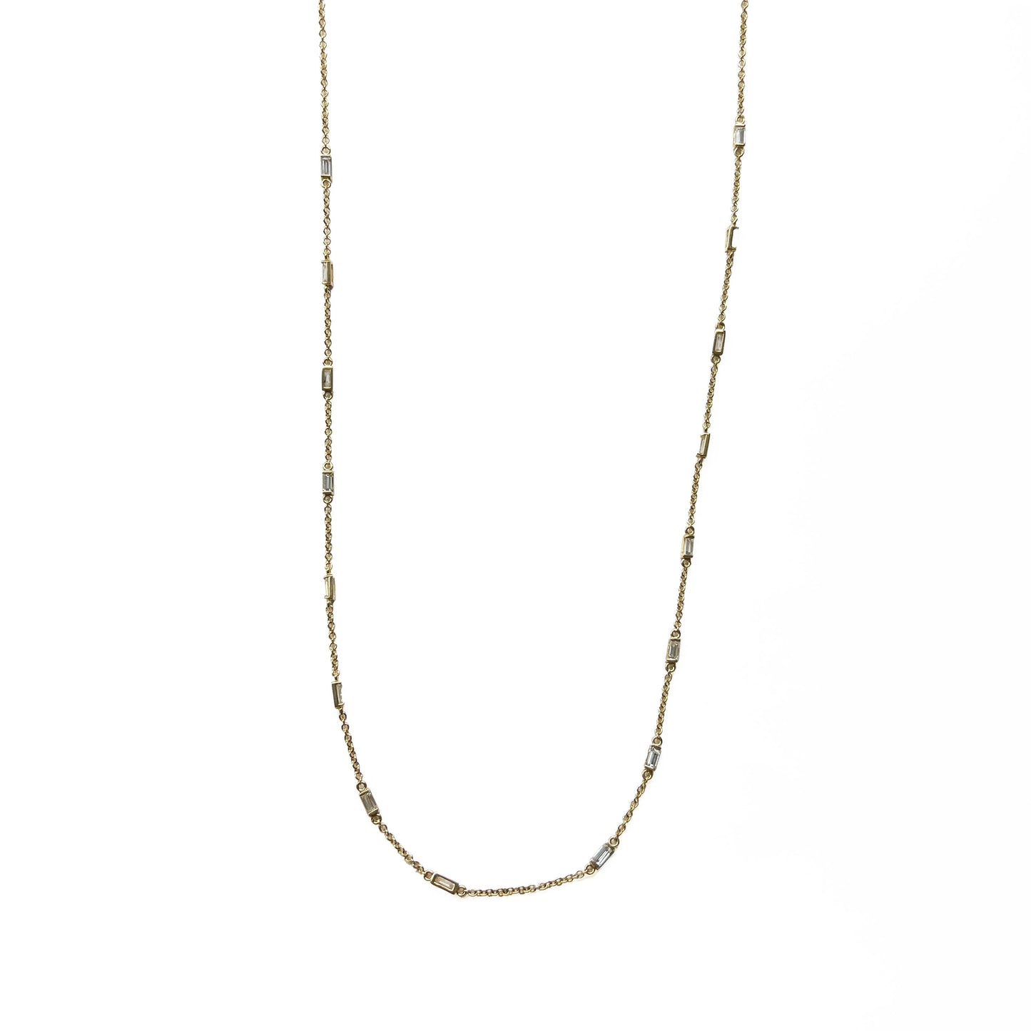 14ky Baguette Diamonds By the Yard Necklace