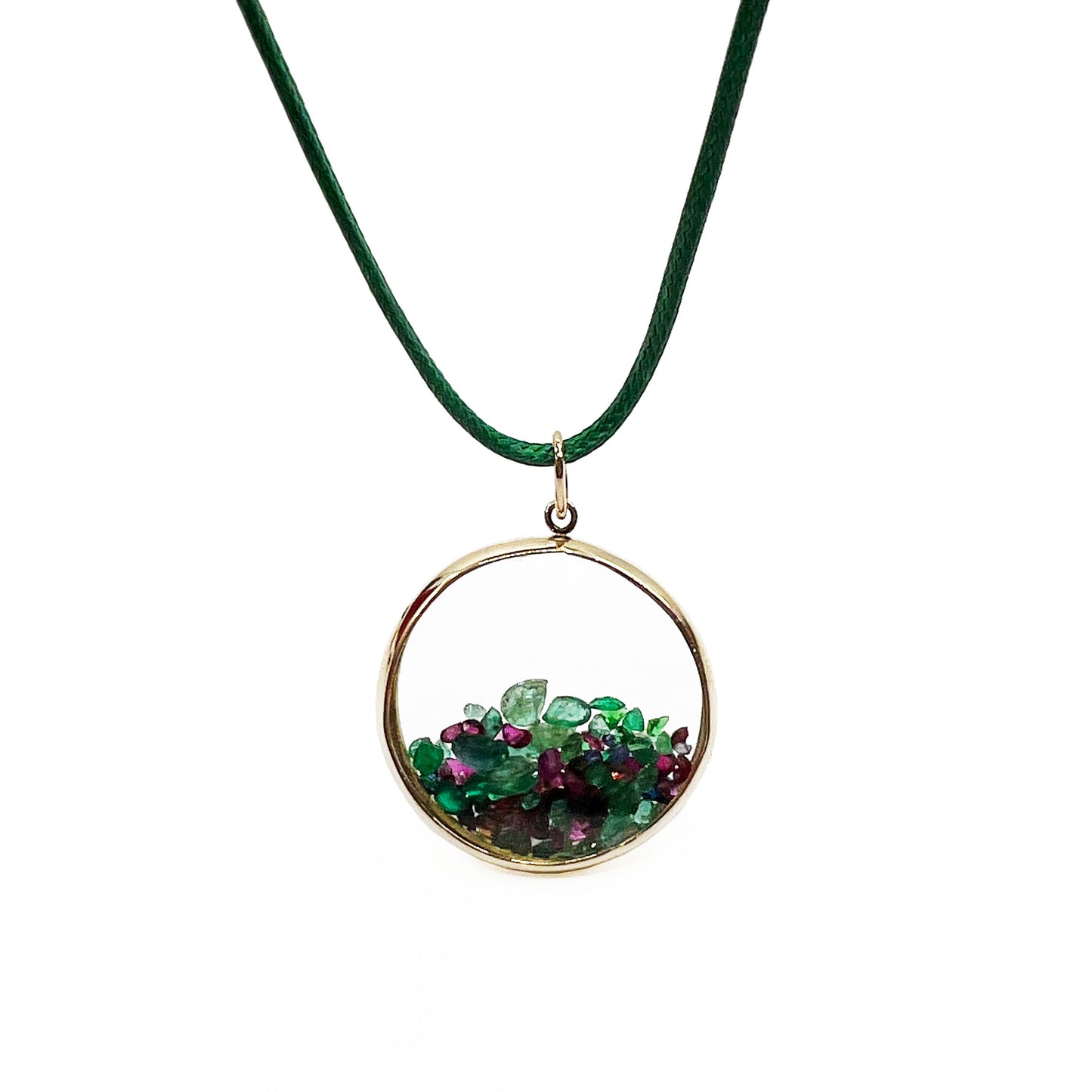 14ky Gemstones Shaker Pendant 34mm