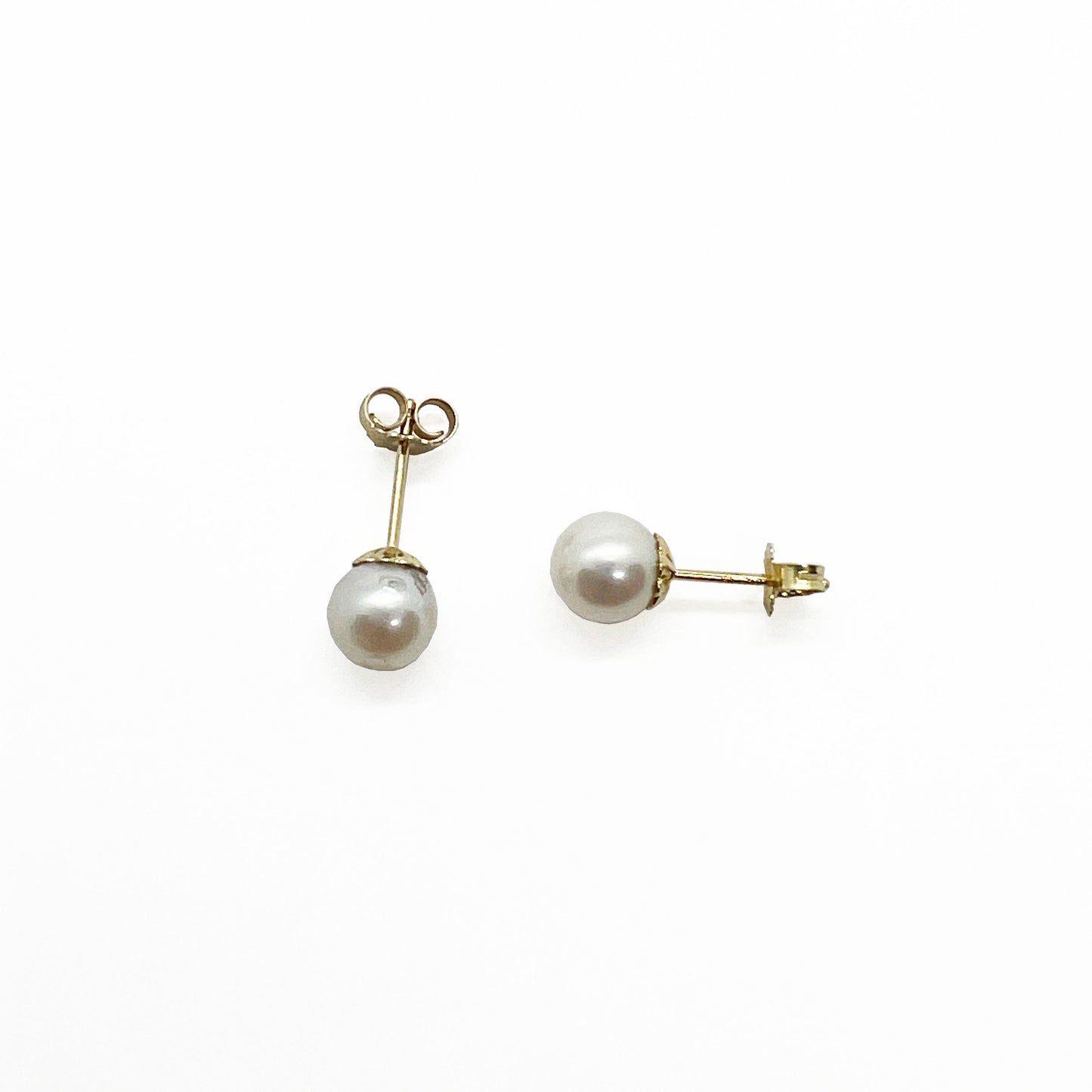 14ky Freshwater Pearl Earrings 6.75mm