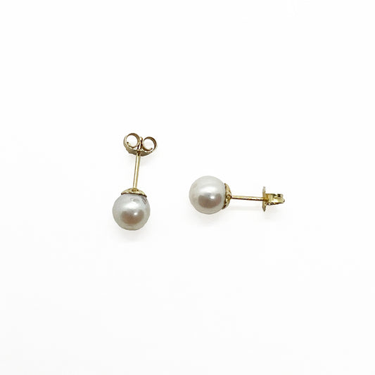 14ky Freshwater Pearl Earrings 6.75mm