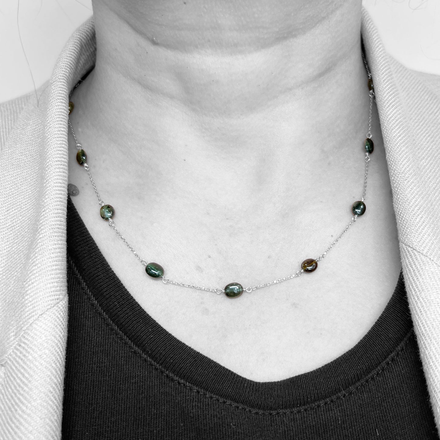 Silver Green Tourmaline Necklace