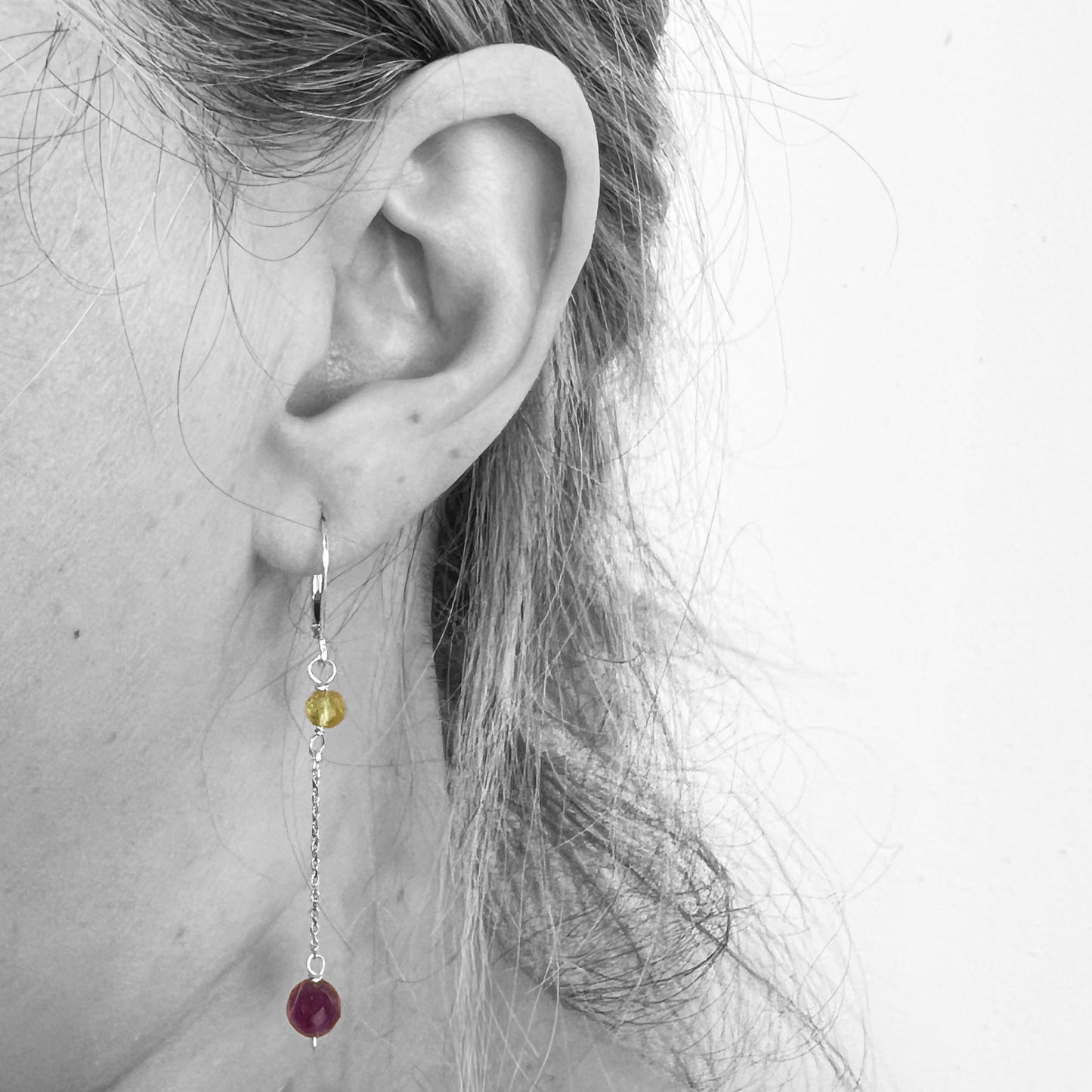 Silver Amethyst and Peridot Earrings