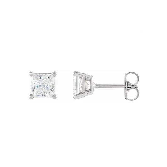 14kw Princess Cut LG Diamond Stud Earrings