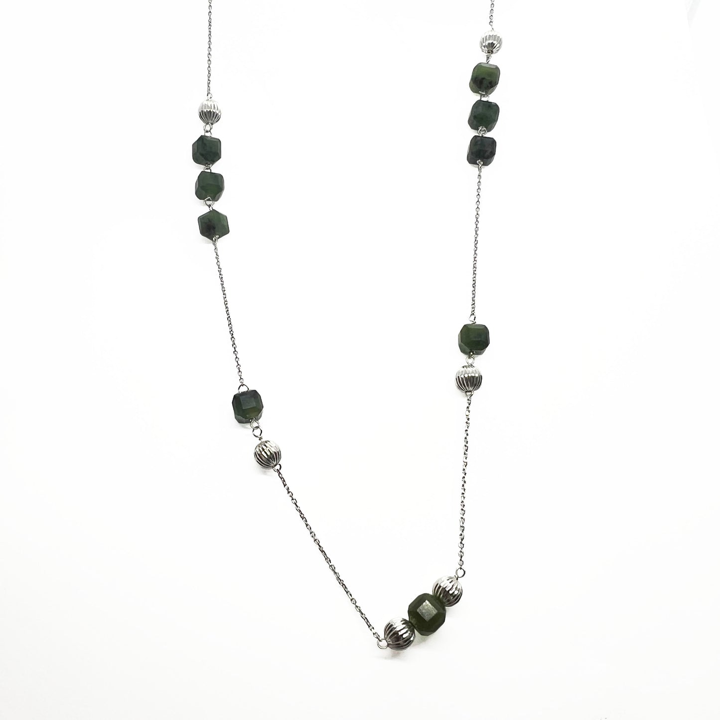 Silver Jade Beads Necklace