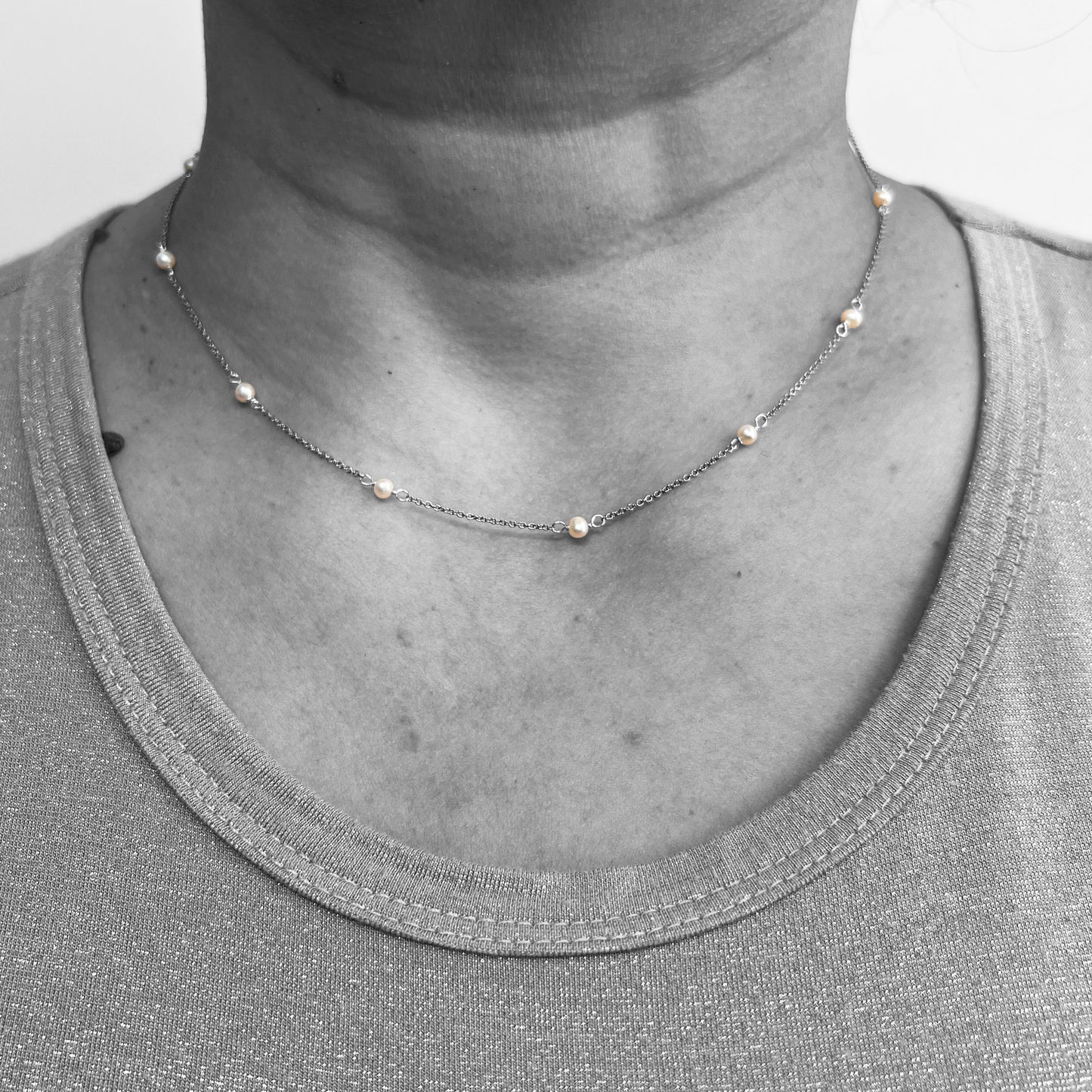 Silver Pearls Necklace