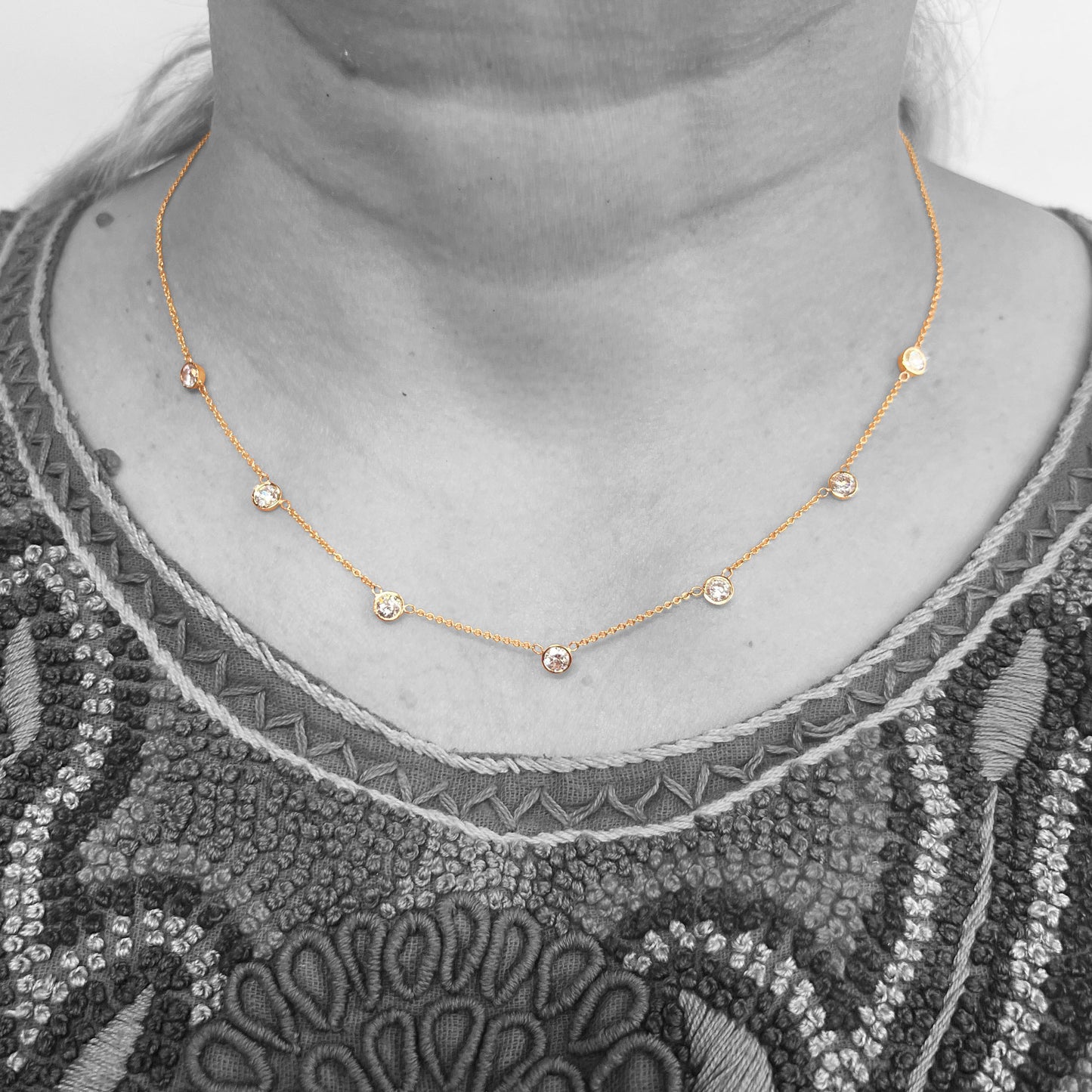 14ky Diamond by the Yard Necklace