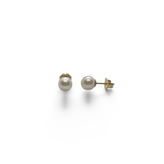 14ky Saltwater Pearl Earrings 6.75mm