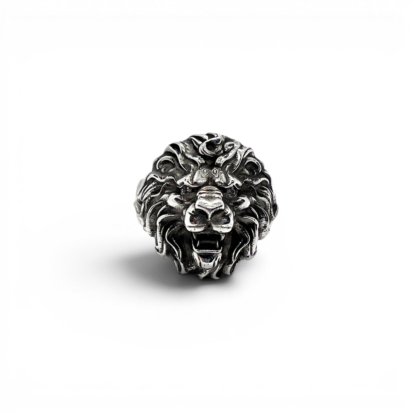 Sterling Silver Lion Ring with Diamonds
