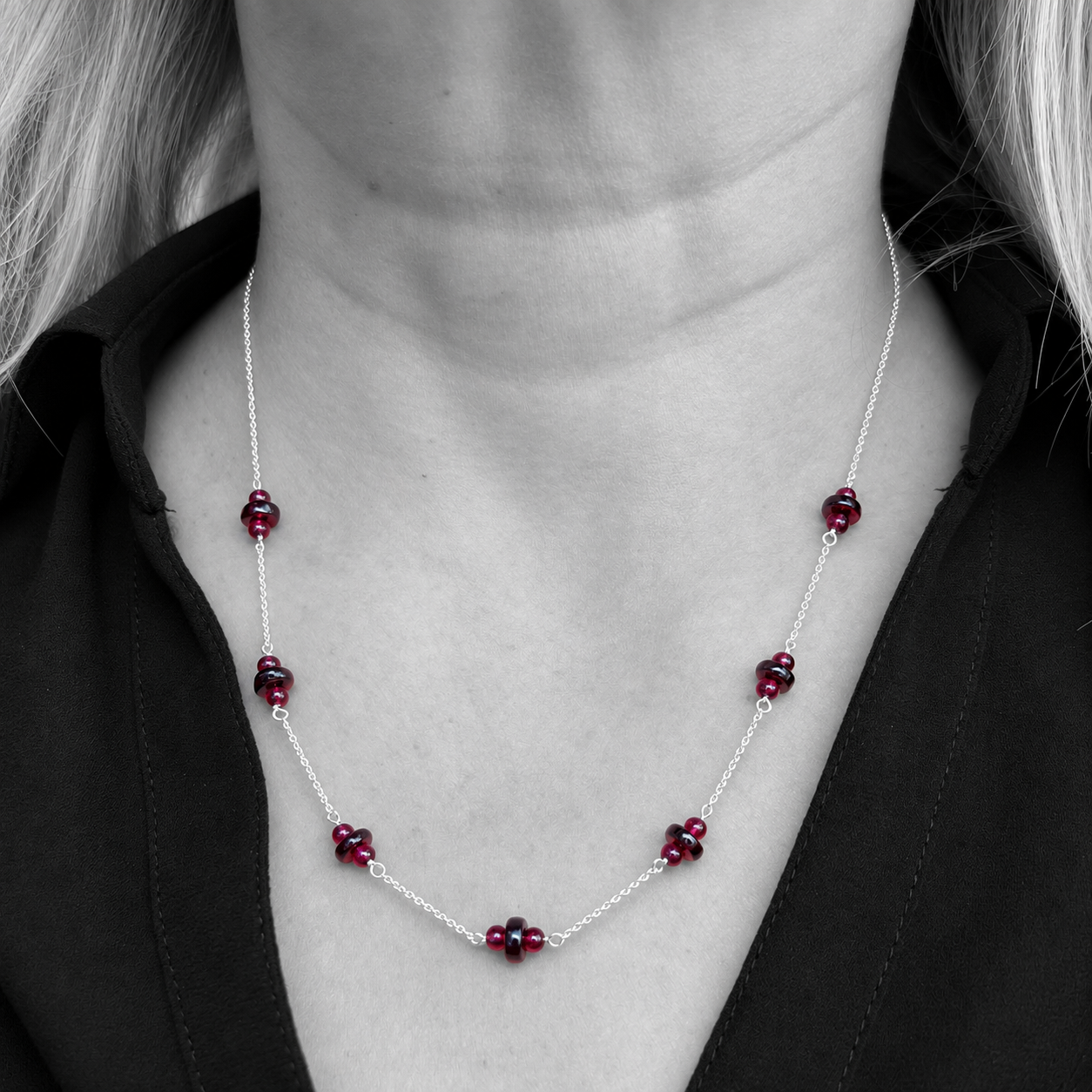 Silver Garnet Necklace
