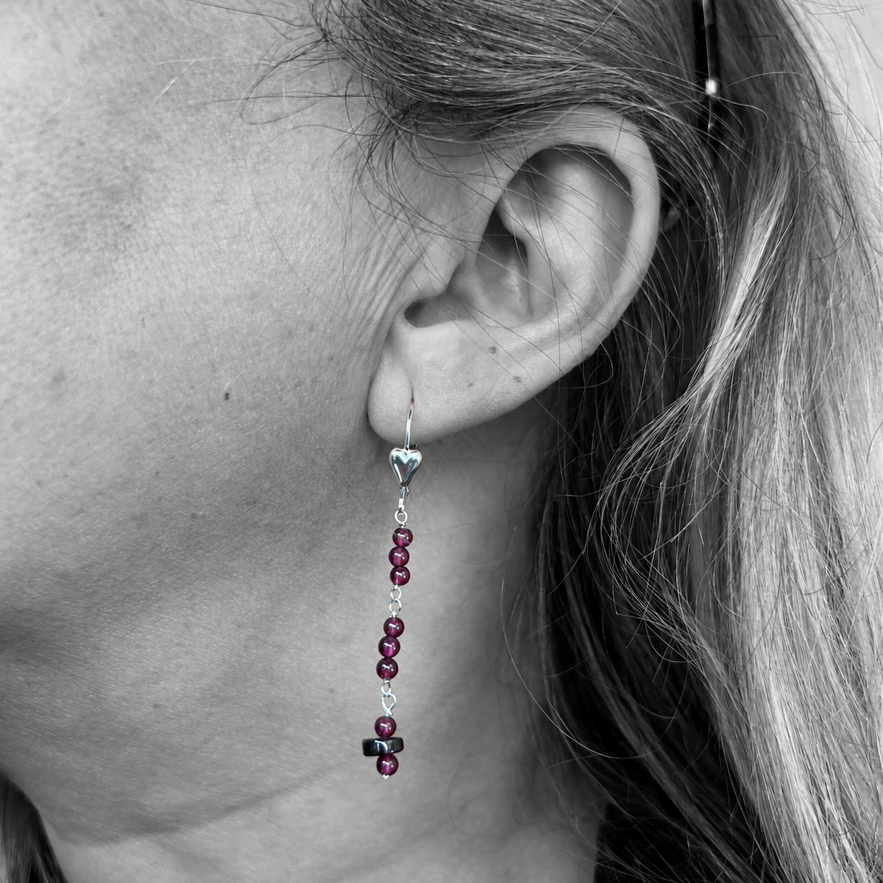 Silver Garnet Earrings