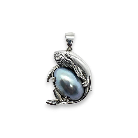 Silver Abalone Whale Pendant