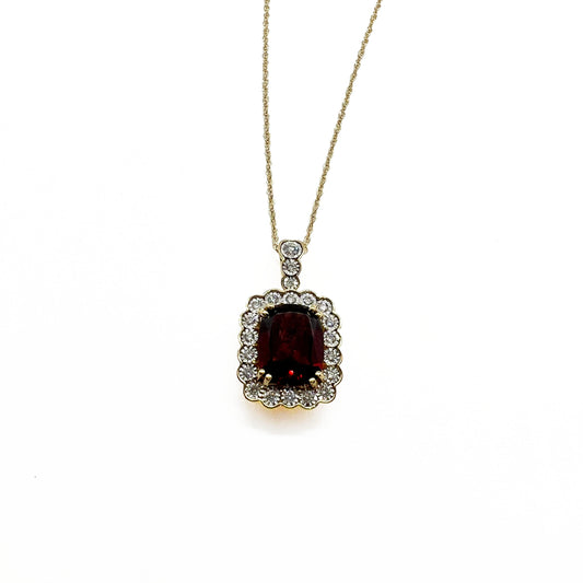 14ky Garnet and Diamond Necklace