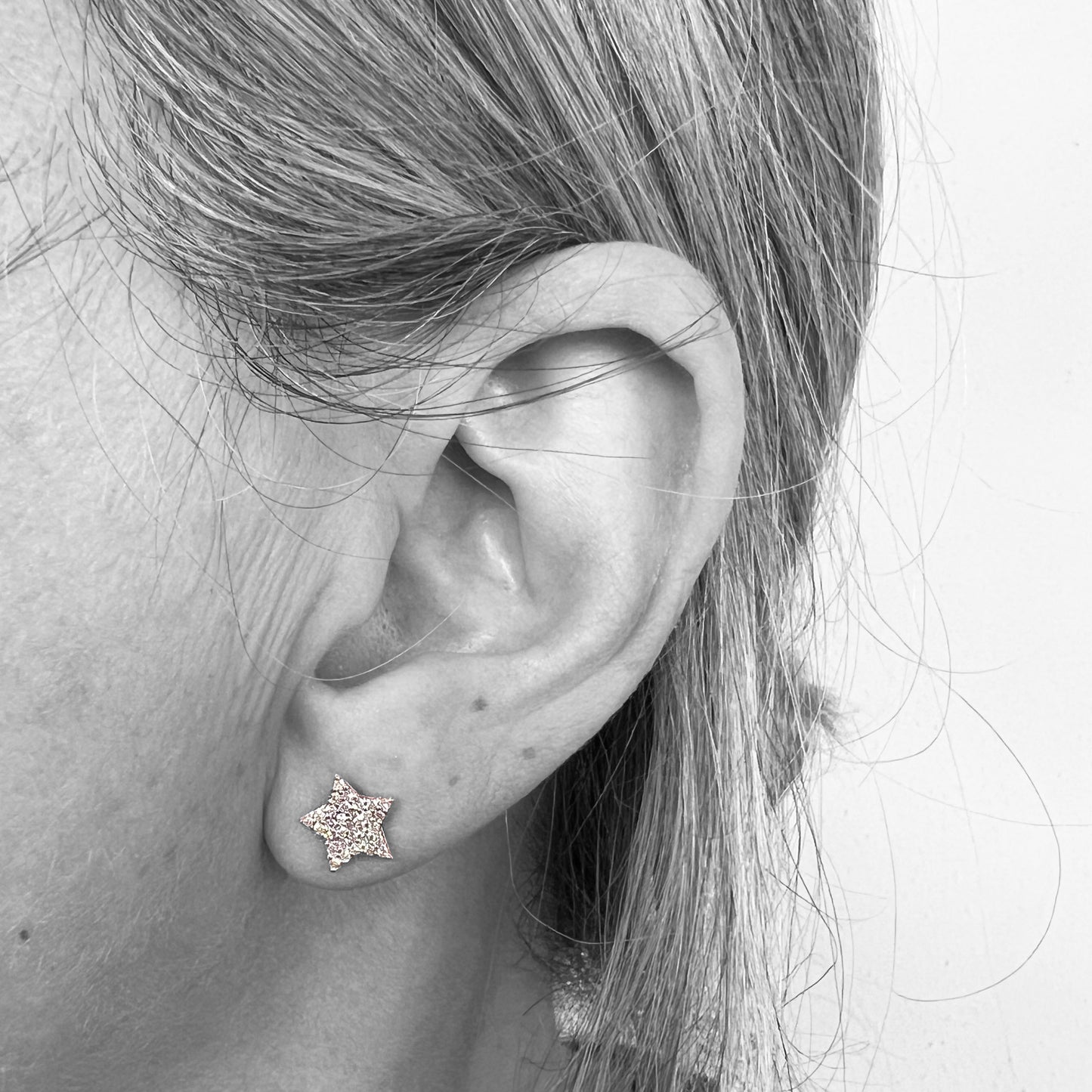 14ky Pave Diamond Star Earrings