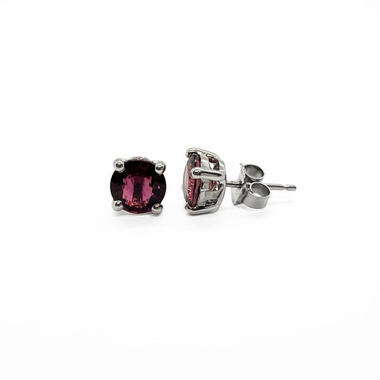 18kw Pink Tourmaline Stud Earrings