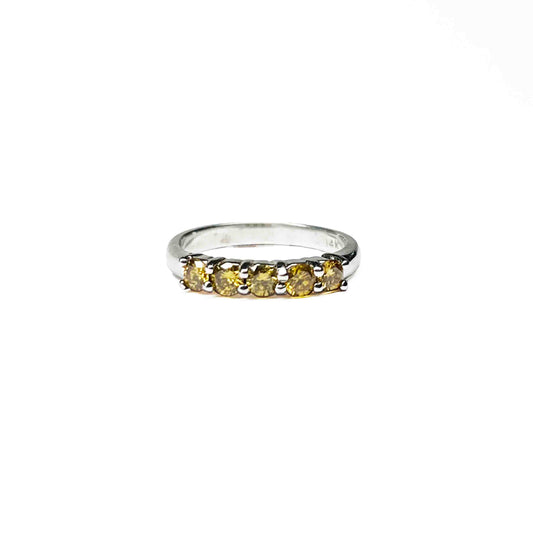 14kw Five Yellow Sapphires Ring