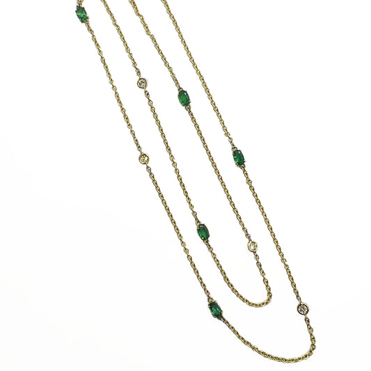 14ky Emerald and Diamonds Necklace