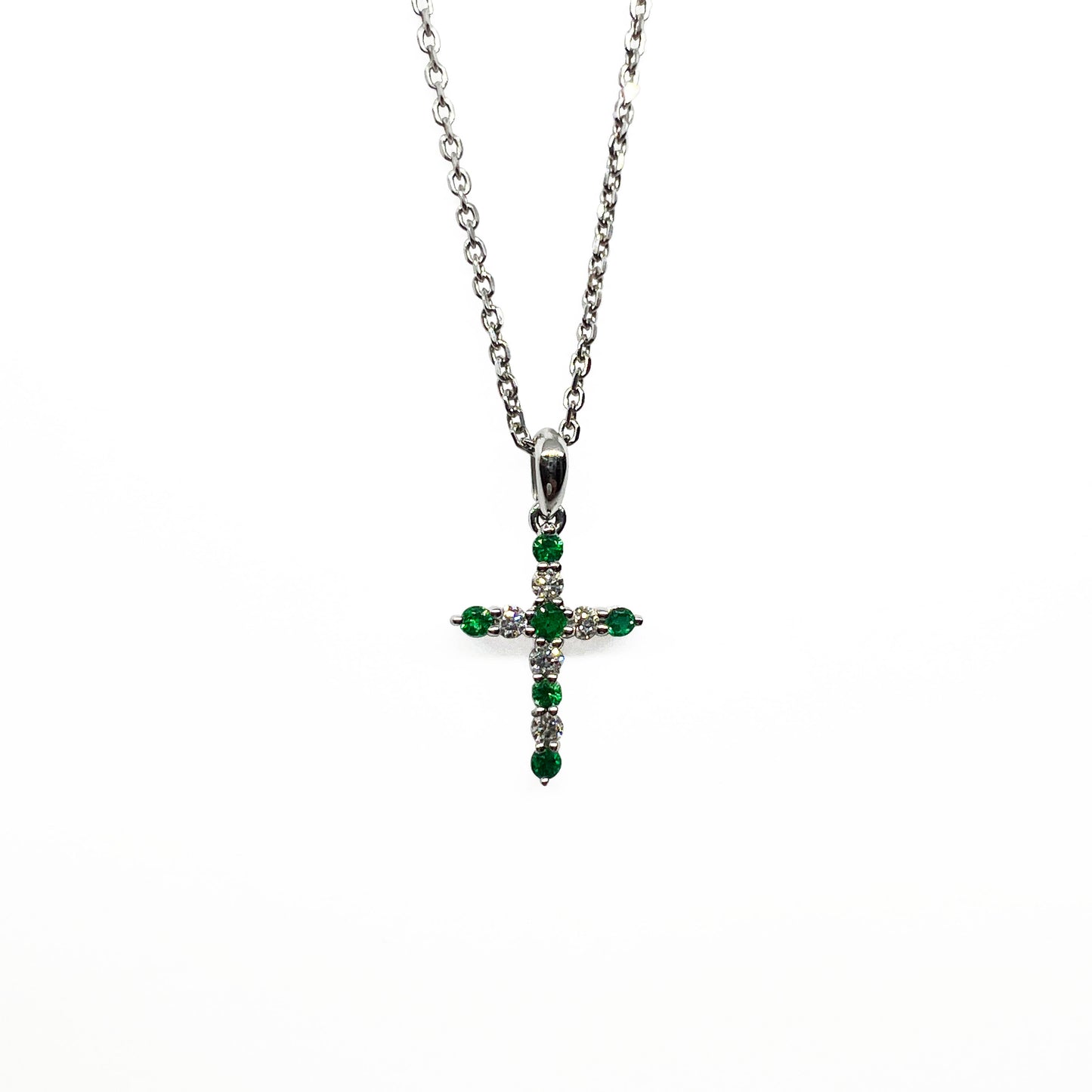 18kw Emeralds and Diamonds Cross