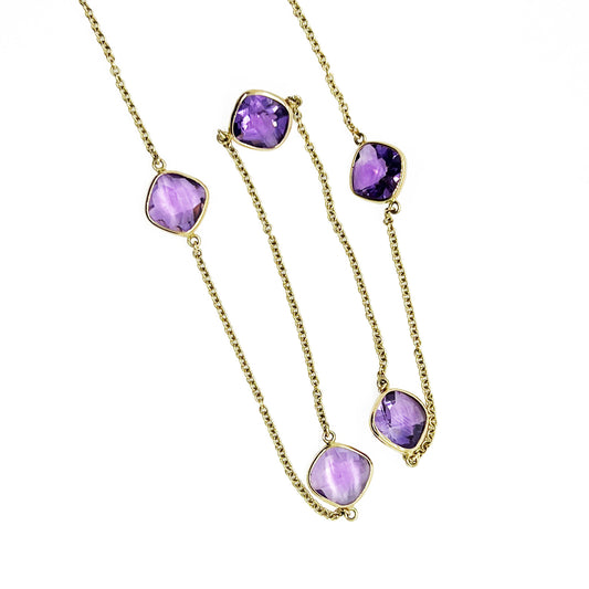 14ky Amethyst Station Necklace