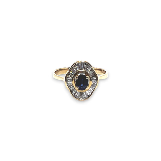 14ky Blue Sapphire and Diamond Ring
