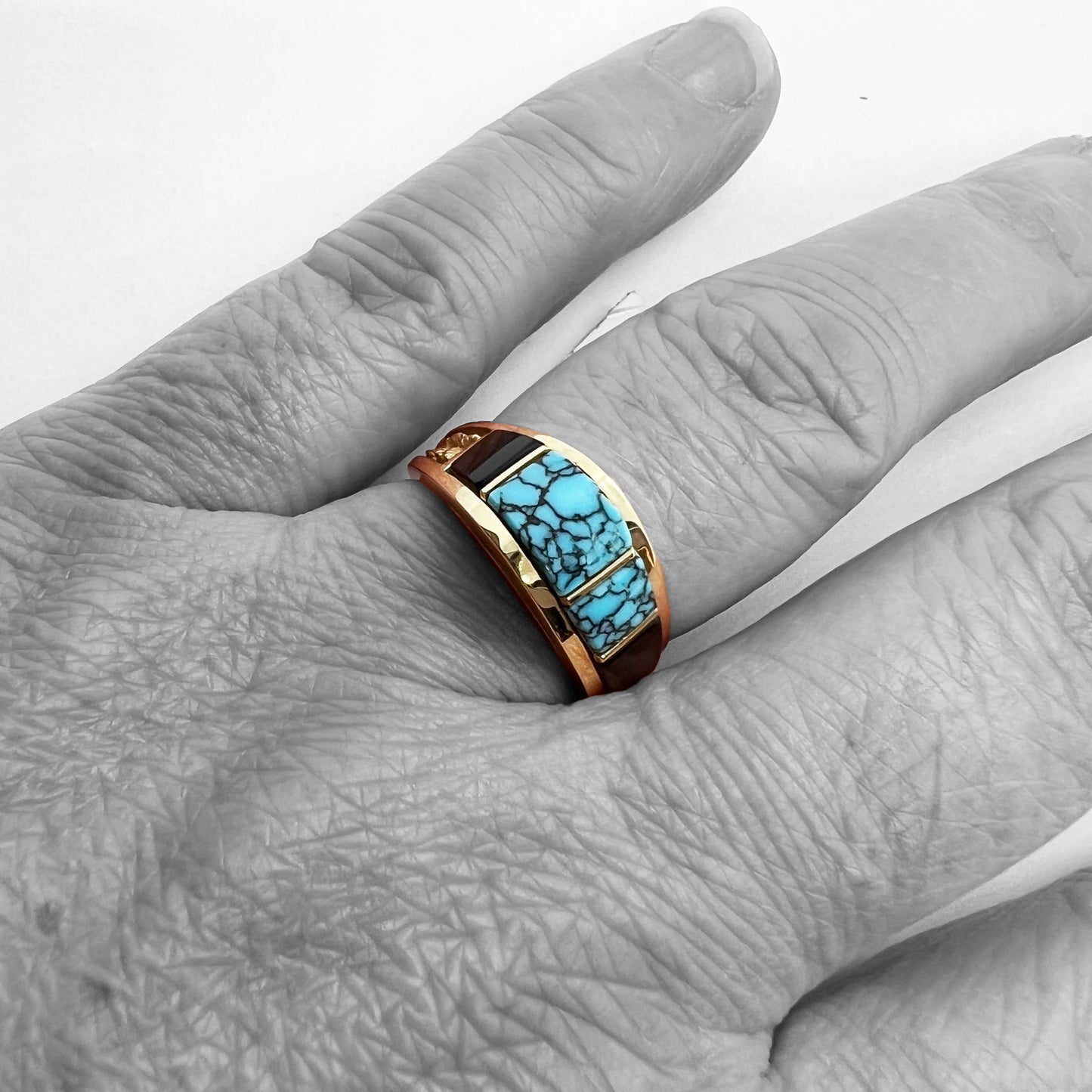 14ky Turquoise and Onyx Ring
