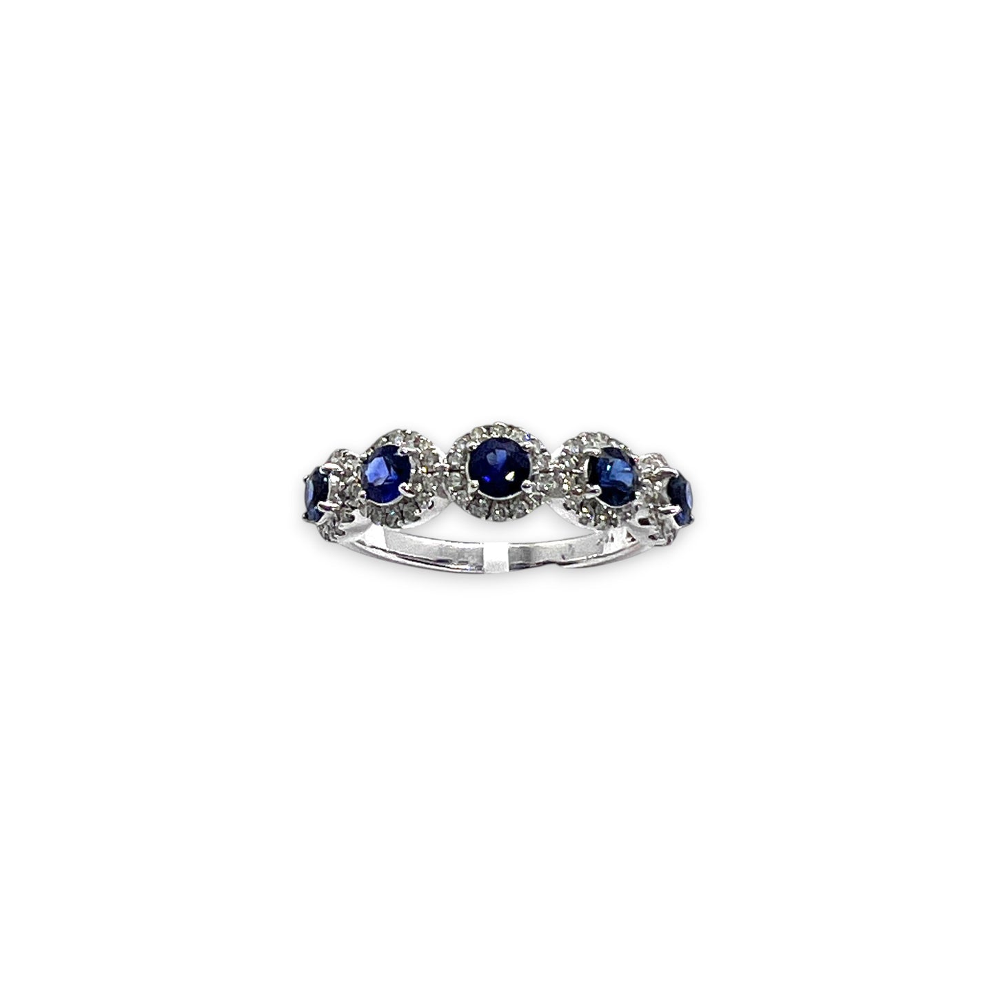 14kw Five Blue Sapphires and Diamond Ring