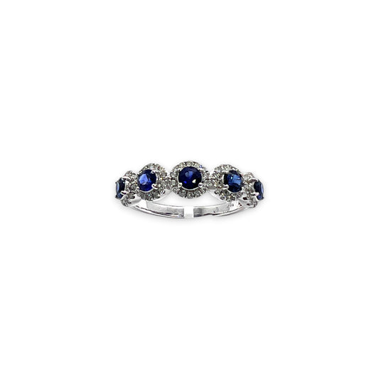 14kw Five Blue Sapphires and Diamond Ring