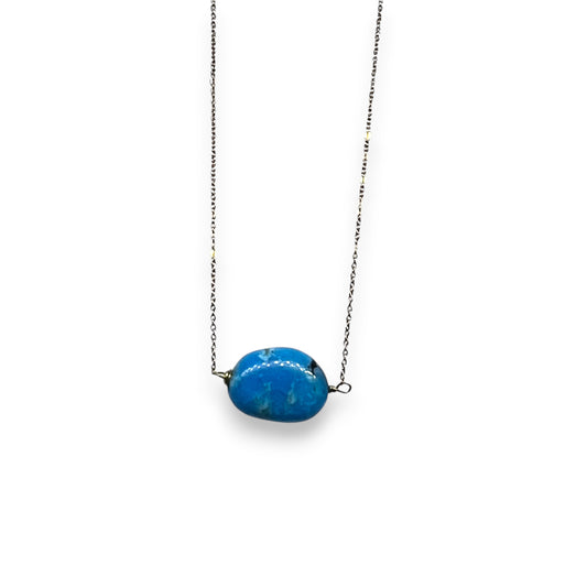 18ky Single Turquoise Bead Necklace