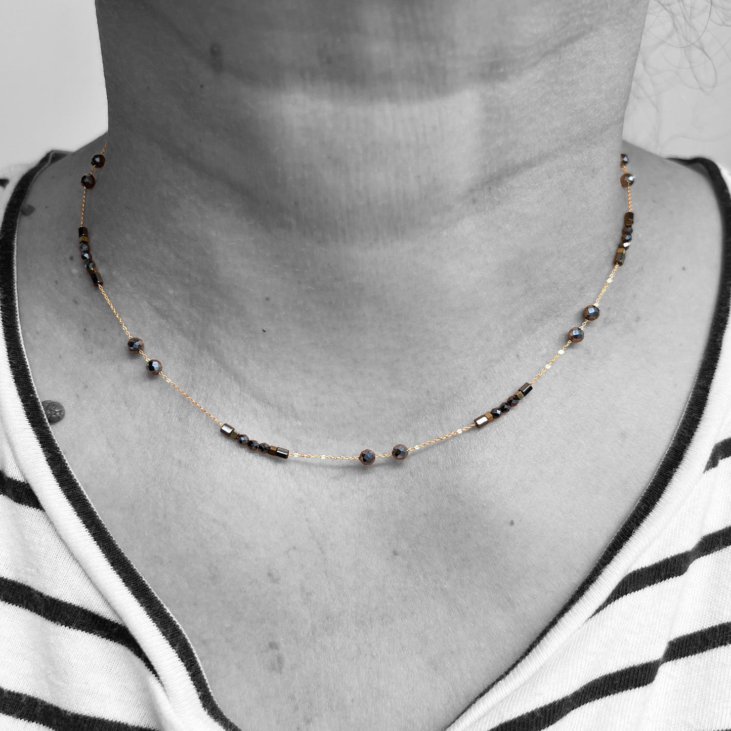 18ky Hematite Beads Necklace