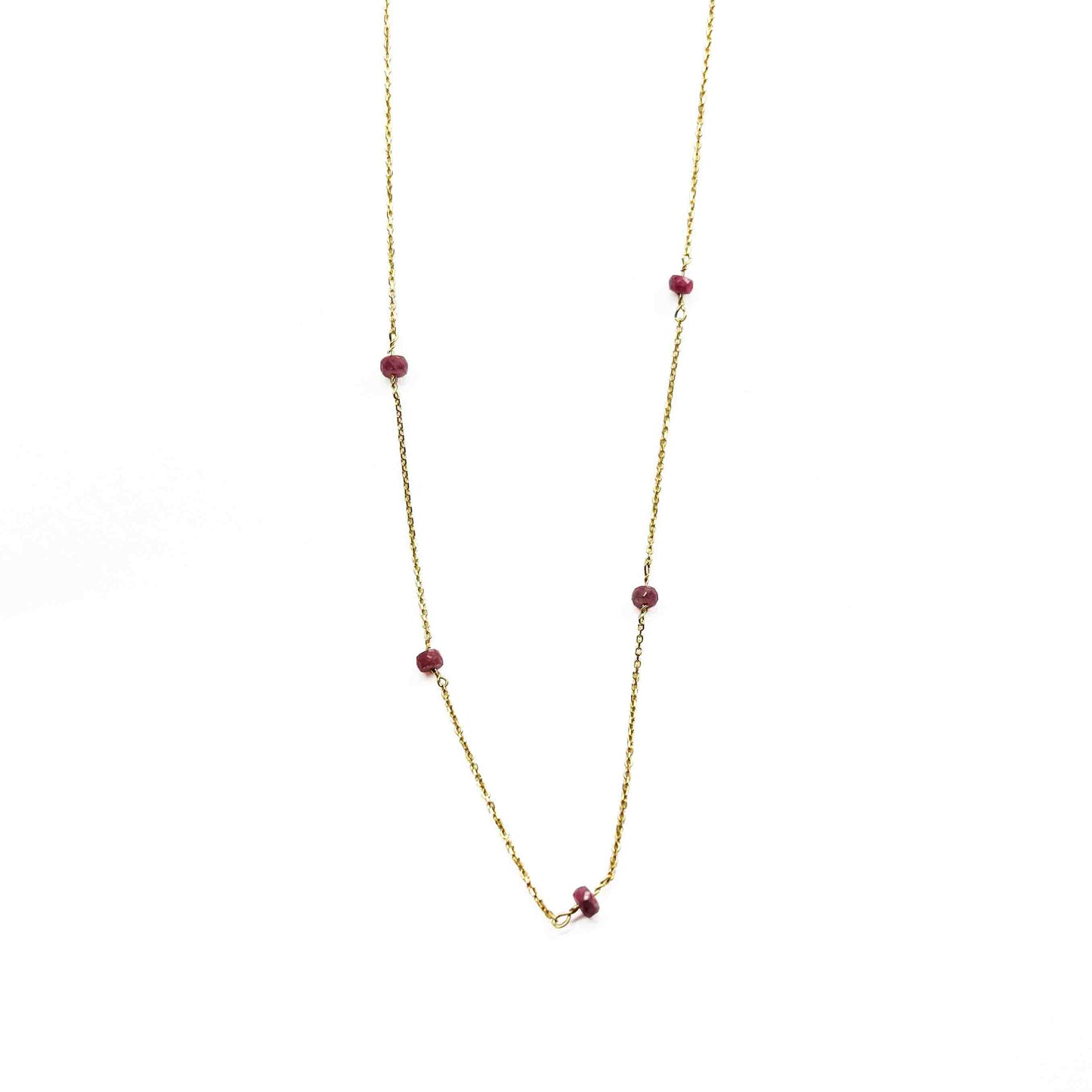 18ky Ruby Beads Necklace