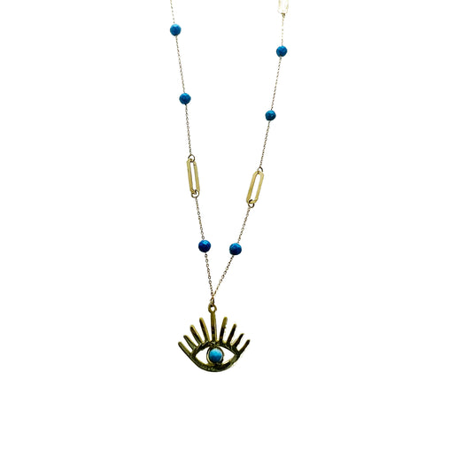 18ky Turquoise Eye Necklace
