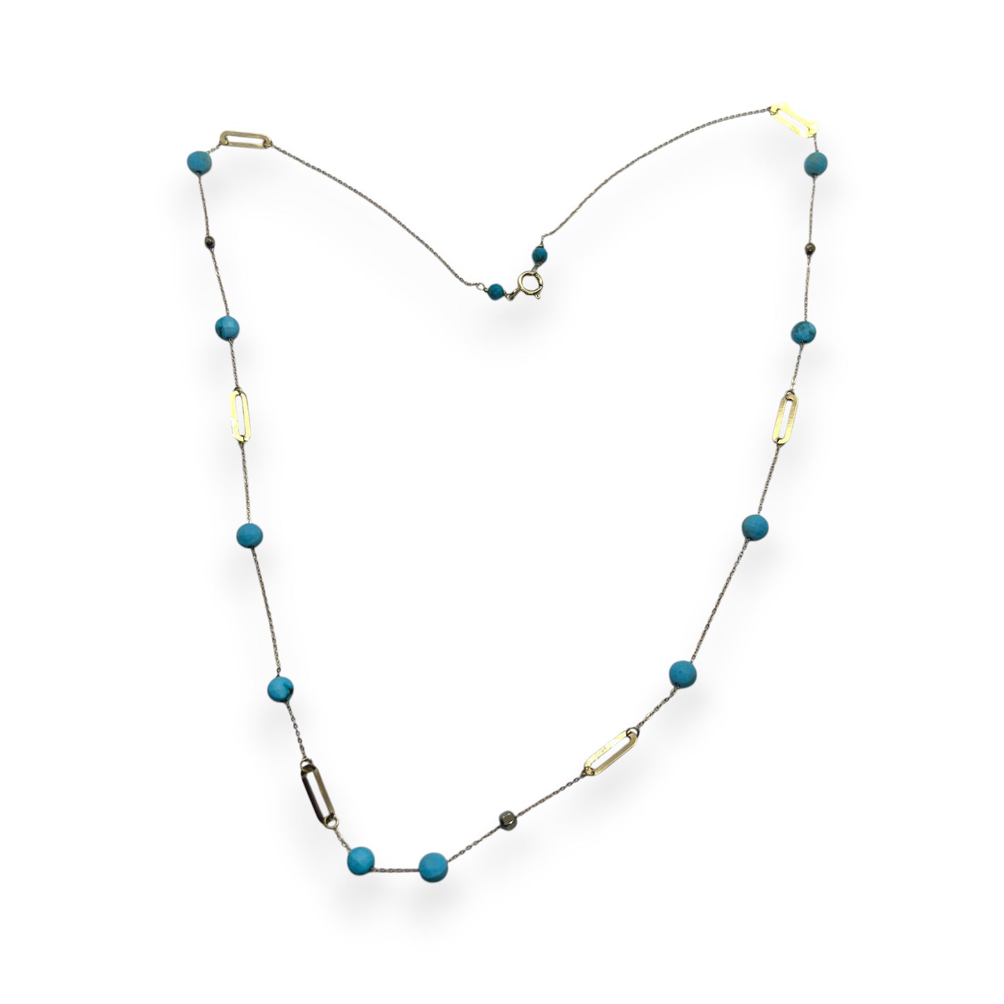 18ky Turquoise and Gold Links Necklace