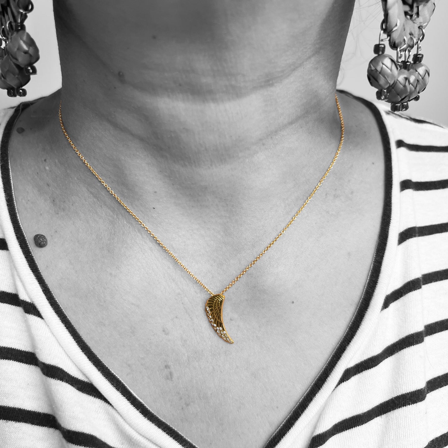 18ky Diamond Angel Wing Pendant