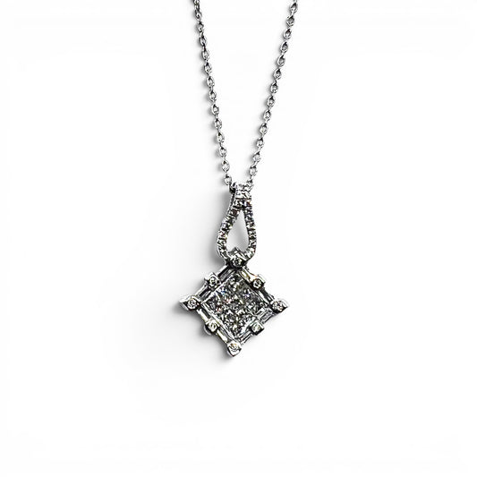 18kw Square Diamond Necklace