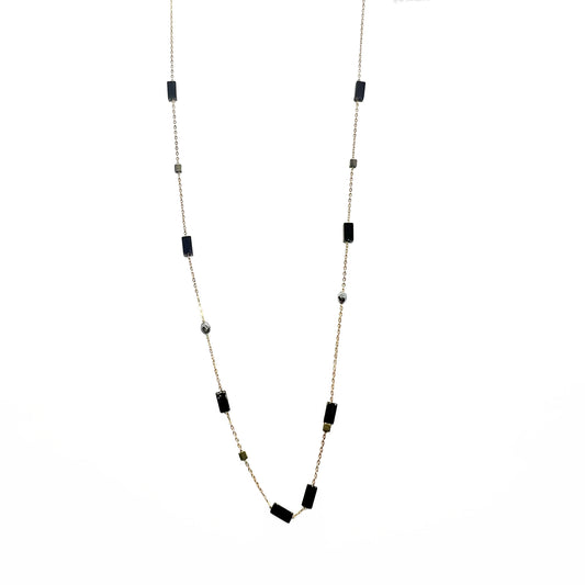 18ky Onyx Beads Necklace
