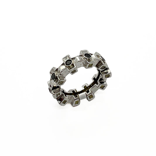 Silver Black Diamond Ring