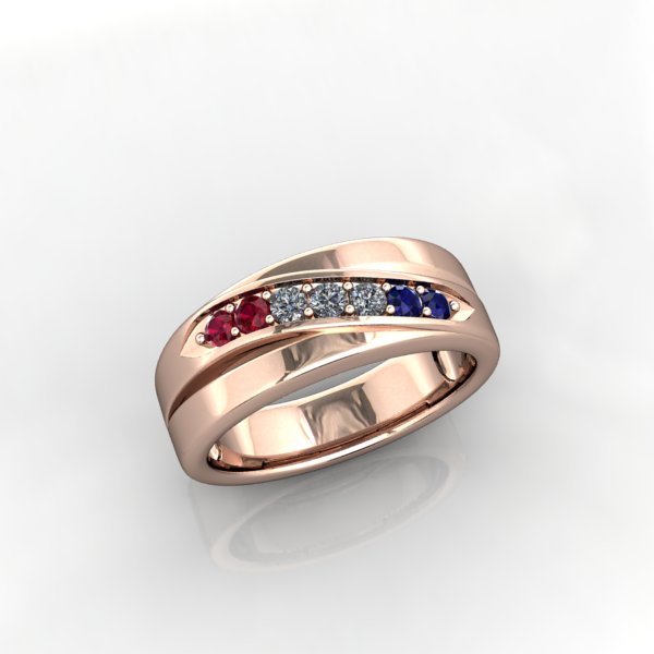 Memorial Day Ring with Tricolore Gems - eklektic jewelry studio