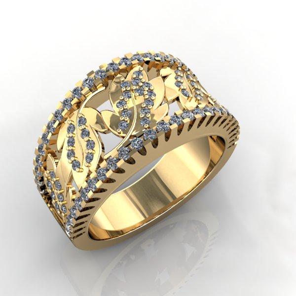 Wide Diamonds Leaves Ring - eklektic jewelry studio