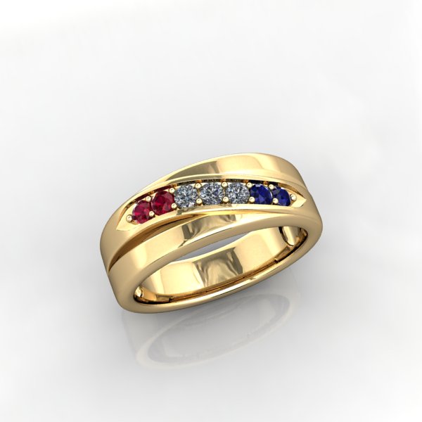 Memorial Day Ring with Tricolore Gems - eklektic jewelry studio