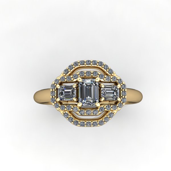 Emerald and Round Diamonds Ring - eklektic jewelry studio