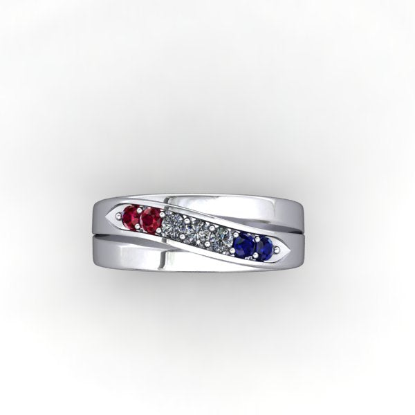 Memorial Day Ring with Tricolore Gems - eklektic jewelry studio